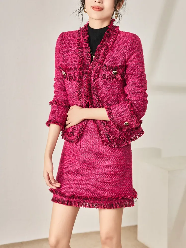 Womens Designer Tassel Tweed Woolen Dress Set Elegant Autumn Winter Fall Jackets Women And Skirt Suit For Parties And Work From Zjytalison 102.52 DHgate.Com