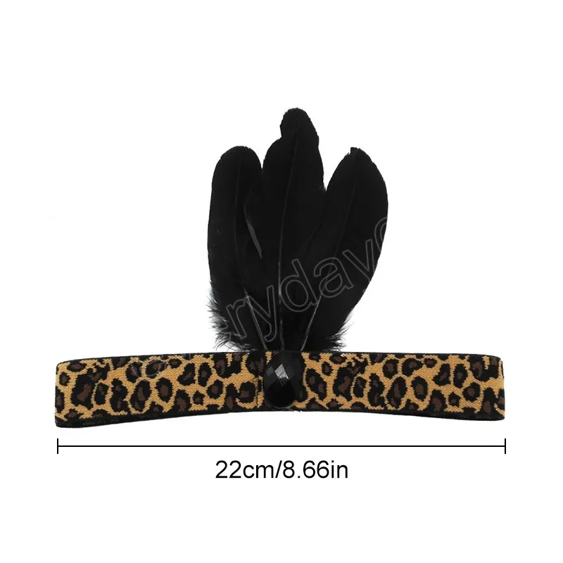 Stampa leopardata Fasce di piume Flapper Charleston Accessori per abiti  Costume Fascia per capelli Copricapo Gioielli da donna per feste