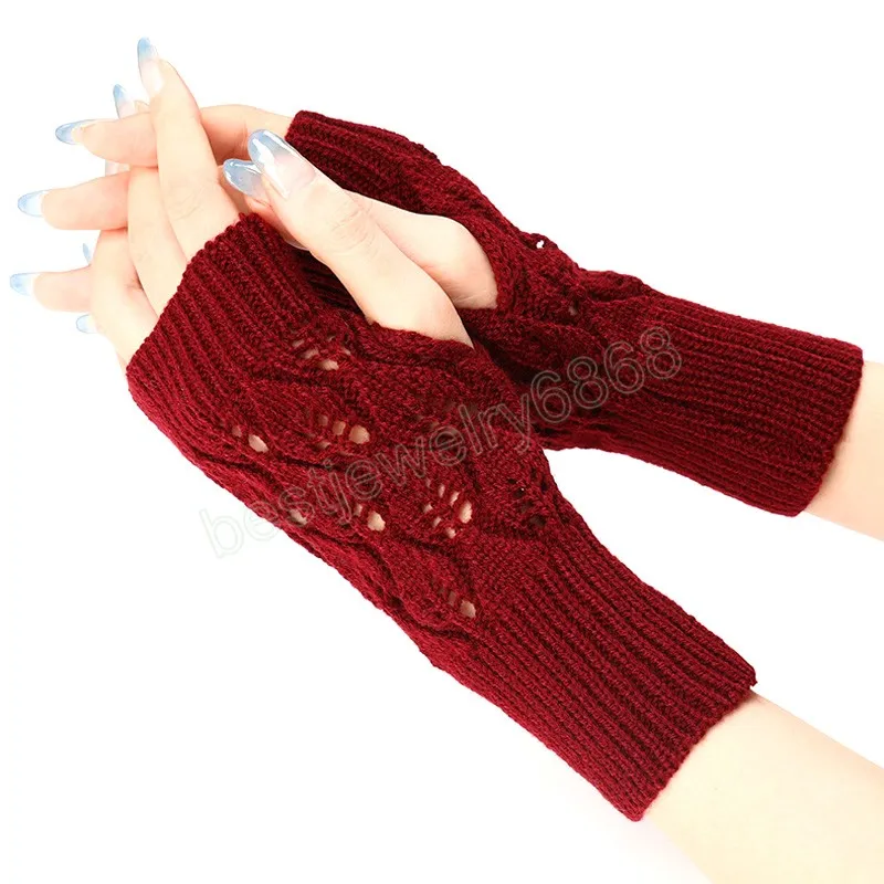 Gants Chauds D'hiver Pour Femmes Demi-Doigts Sans Doigts Poignet Bras F
