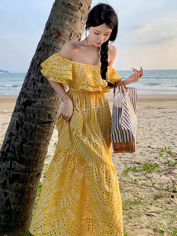 cold shoulder maxi dresses for summer Summer Dresses for Women Cold Shoulder High Split Sleeveless Elegant Long Maxi Dress