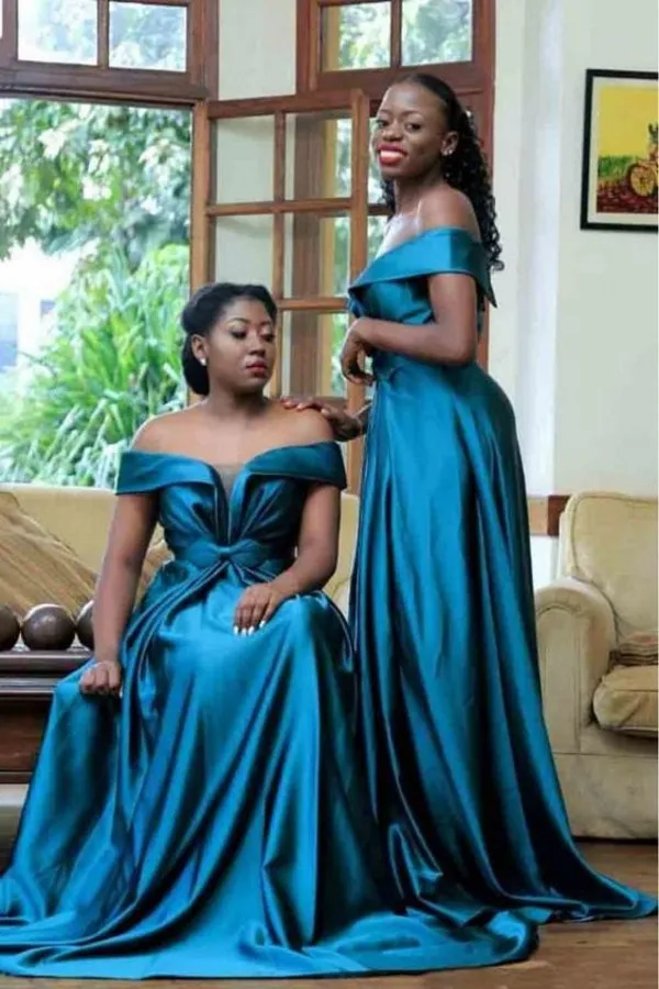Bridesmaid gown design off shoulder hot sale