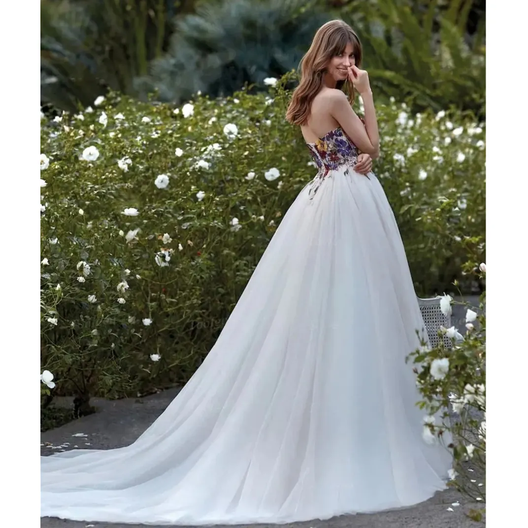 Princess White A Line Wedding Dresses Bridal Gowns Puffy Tiered Tulle ...