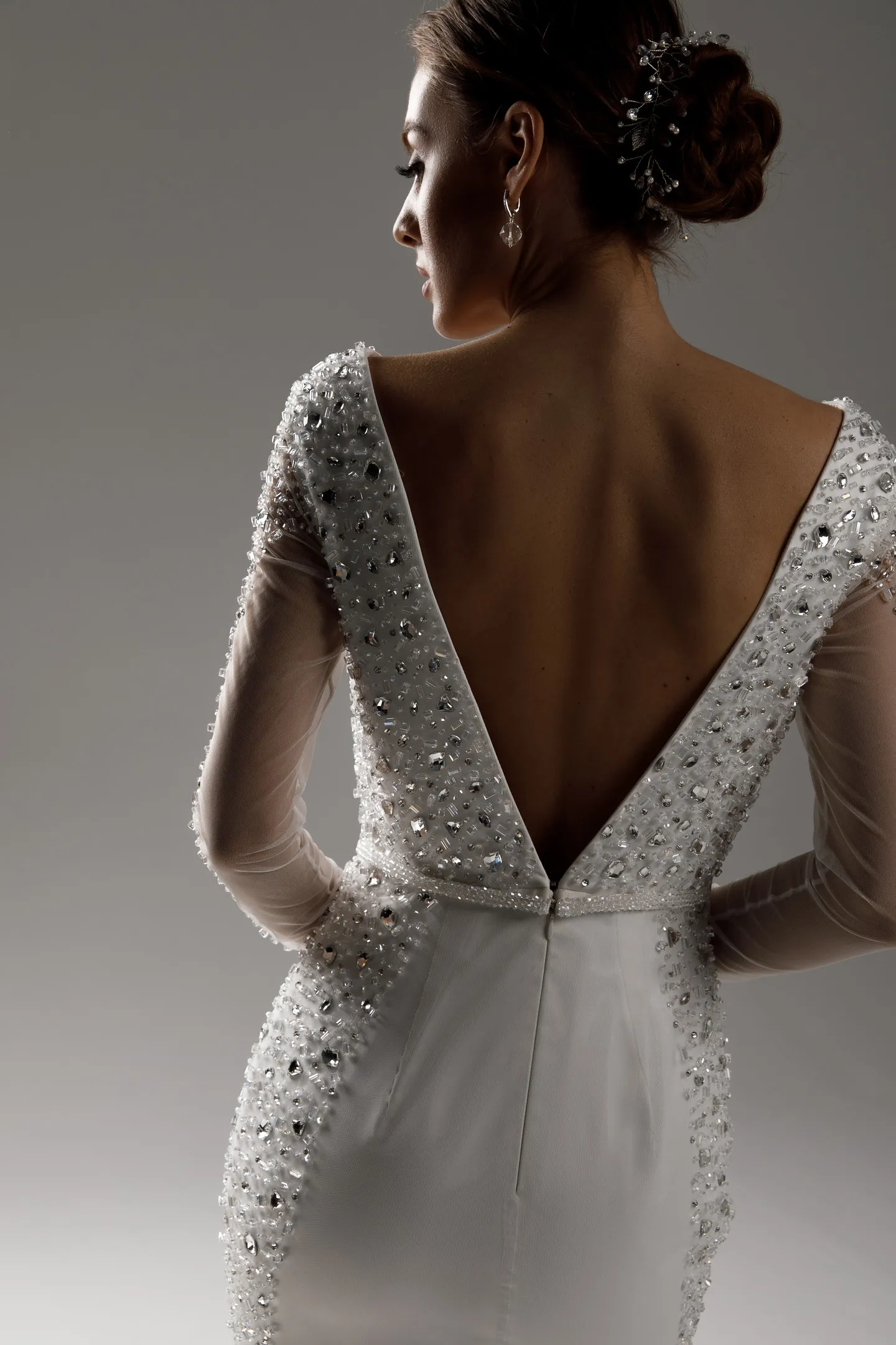 luxury beaded pearl wedding dress Gorgeous Ball Gown V-neck Open Back Beaded Long Wedding Dresses,MW465 –  Musebridals