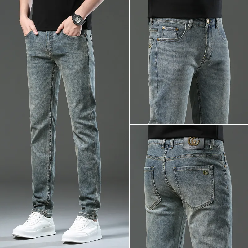 JEANS Mens Stretch Pants Embroidered Close Fitting Cotton JEANS Mens Stretch Pants Embroidered Close Fitting Cotton