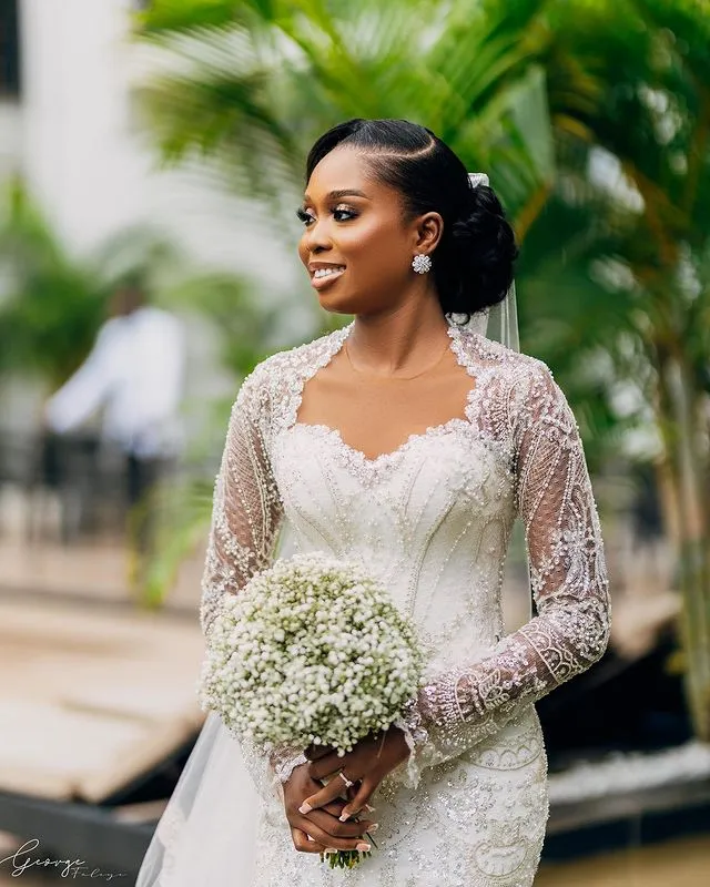 Luxurious Plus Size White Mermaid Detachable Train Wedding