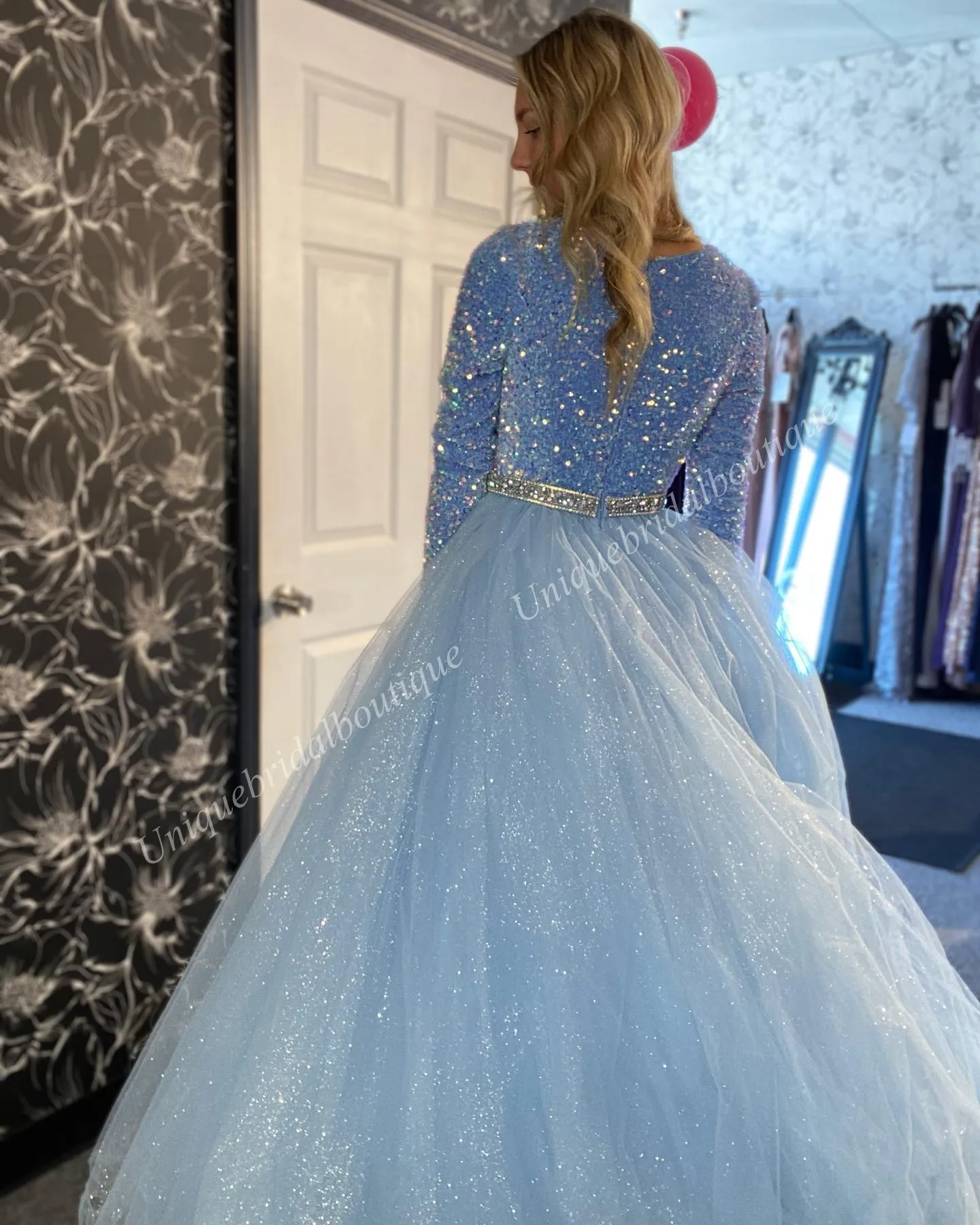 Glitter Tulle Formal Evening Dress 2k24 Long Sleeves... From  Uniquebridalboutique, $121.23 | DHgate.Com