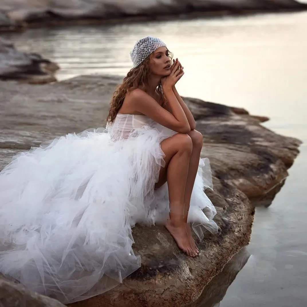 lace strapless beach wedding dresses Sweetheart Strapless A-Line Lace Beach Wedding Dress Ivory / US 14 main image 0