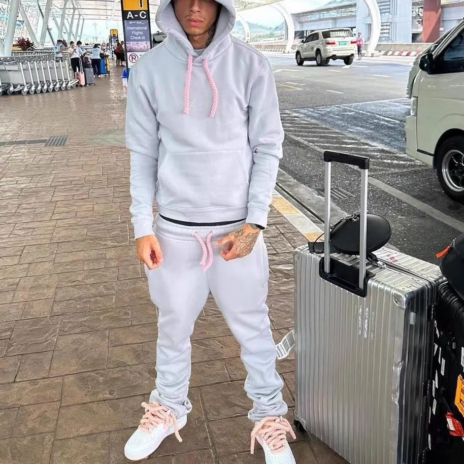 Syna World Graphic Grey Tech Fleece Hoodie Set Printed Designer