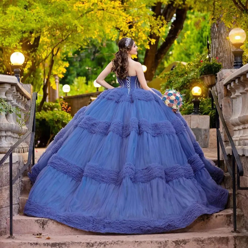 Dark blue sweet 15 dresses top