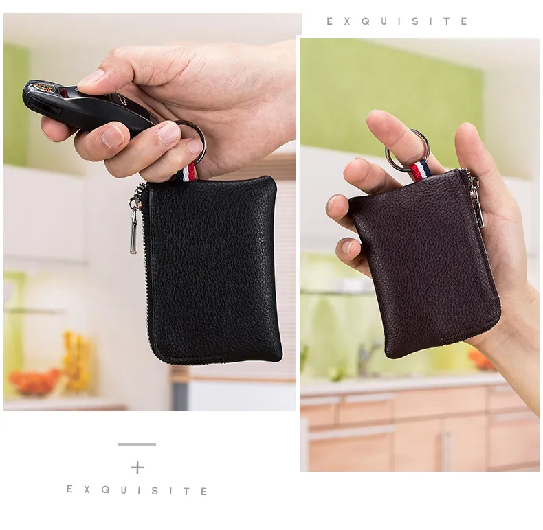 Men's Leather Coin Pouch | Soft Zippered Driver's License & Key Card ...