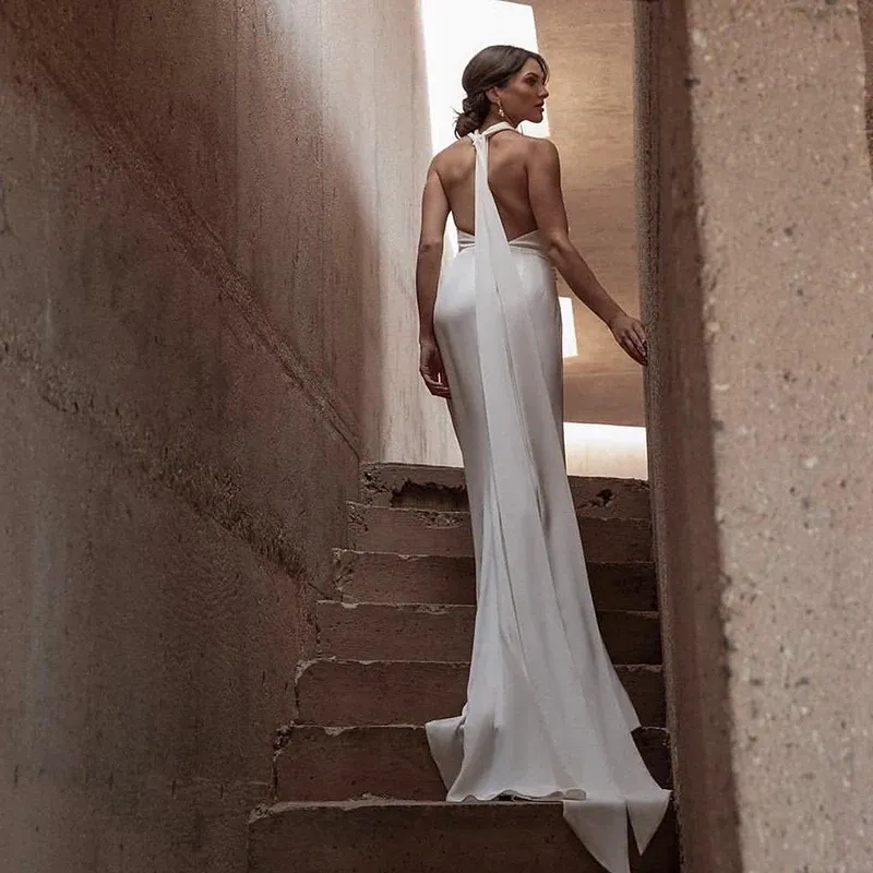 simple a line dress Simple Long Bridal Gown A Line Wedding Dress