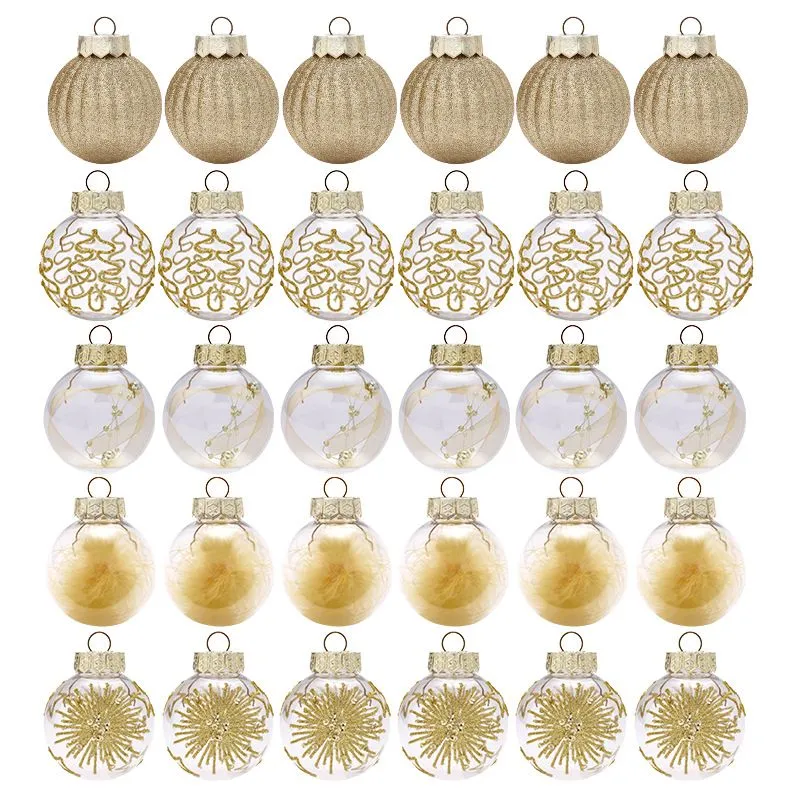 PET Painted Transparent Christmas Decorations Ball Set Gift Christmas Tree Pendant Christmas Decorations for Home 6cm