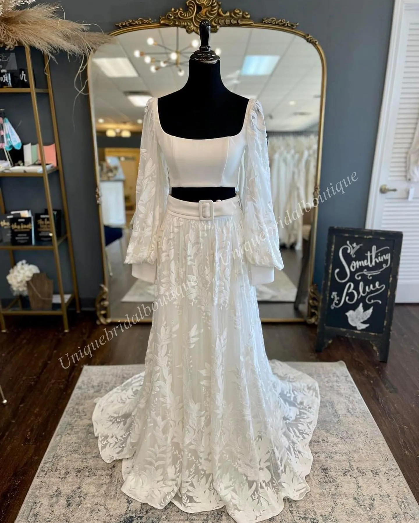 Maxi Abito Bohémien In Chiffon E Pizzo Per Donna, Maniche Lunghe, Scollo All'Americana, Vita Alta, Gonna Lunga Fino Alla Caviglia, Perfetto Per La Spiaggia E Il Tempo Libero