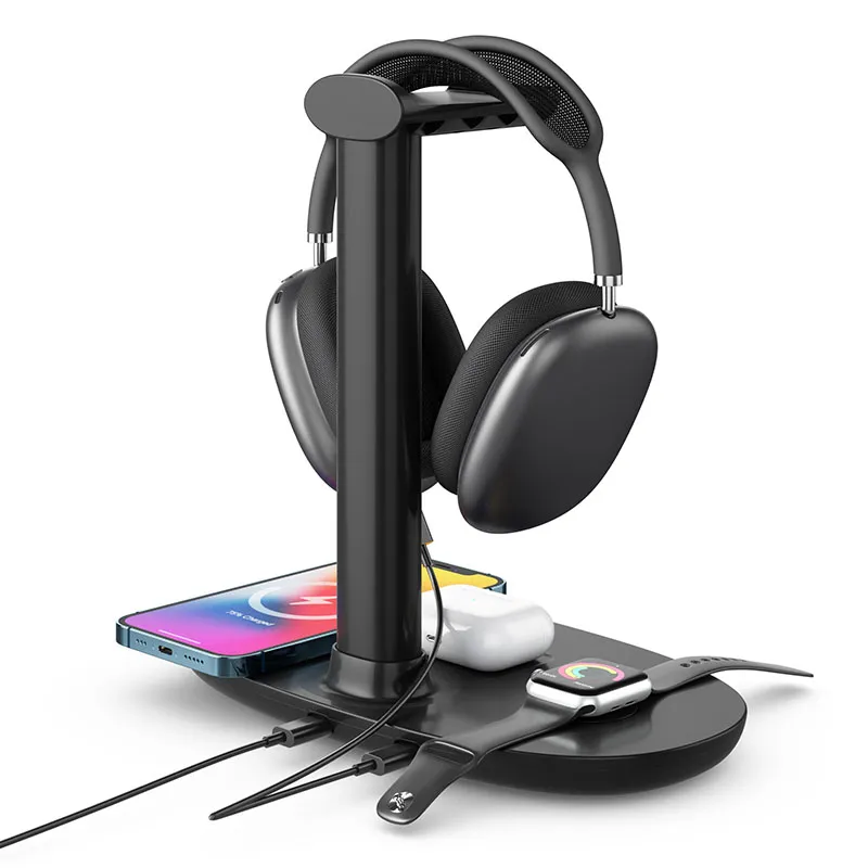 4-in-1 Headphone Stand with Wireless Charger Universal Headset