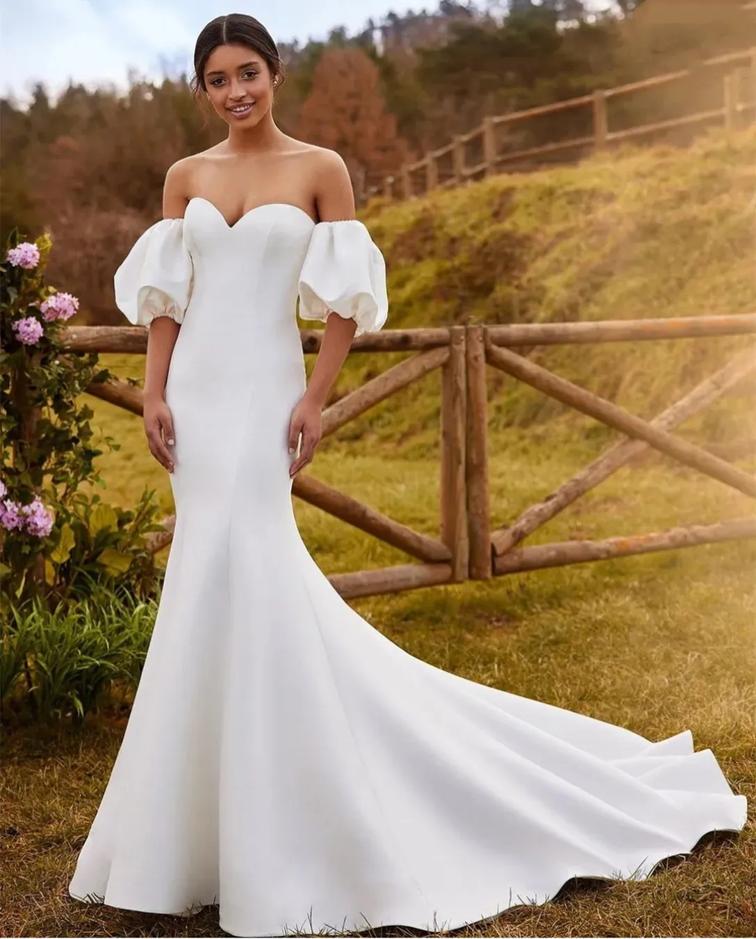 Classic Long Satin Sweetheart Wedding Dresses With Removable Sleeves Mermaid Ivory Sweep Train Vestidos De Novia Abendkleider Bridal Gowns For Women From 60 35 DHgate