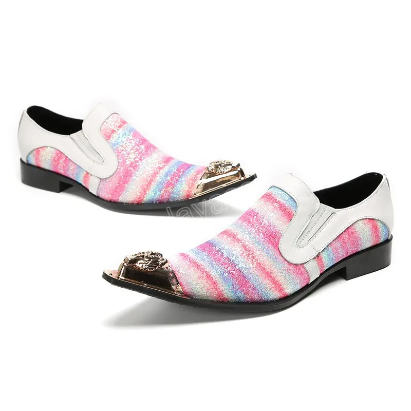Pink and white mens dress shoes top