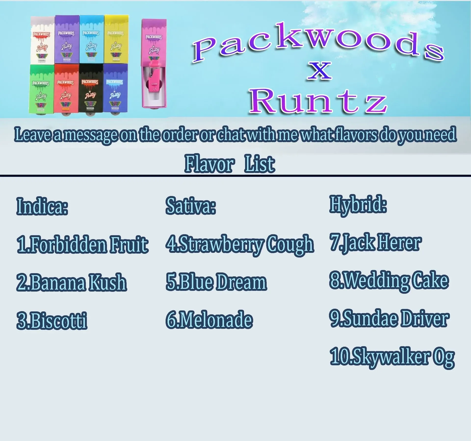 Authentic Packwoods X Runtz Packwood Disposable Vape Pens 1ml Pod