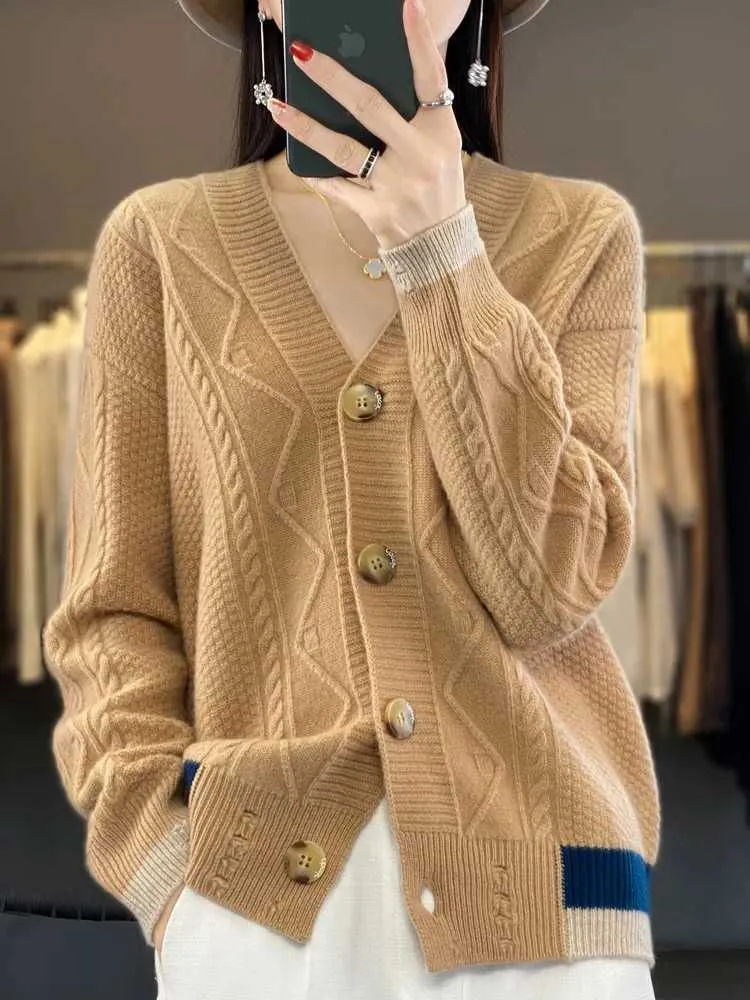 Autumn Winter Warm Cashmere Sweater Women V-Neck Pullover Casual Knitted  Tops //