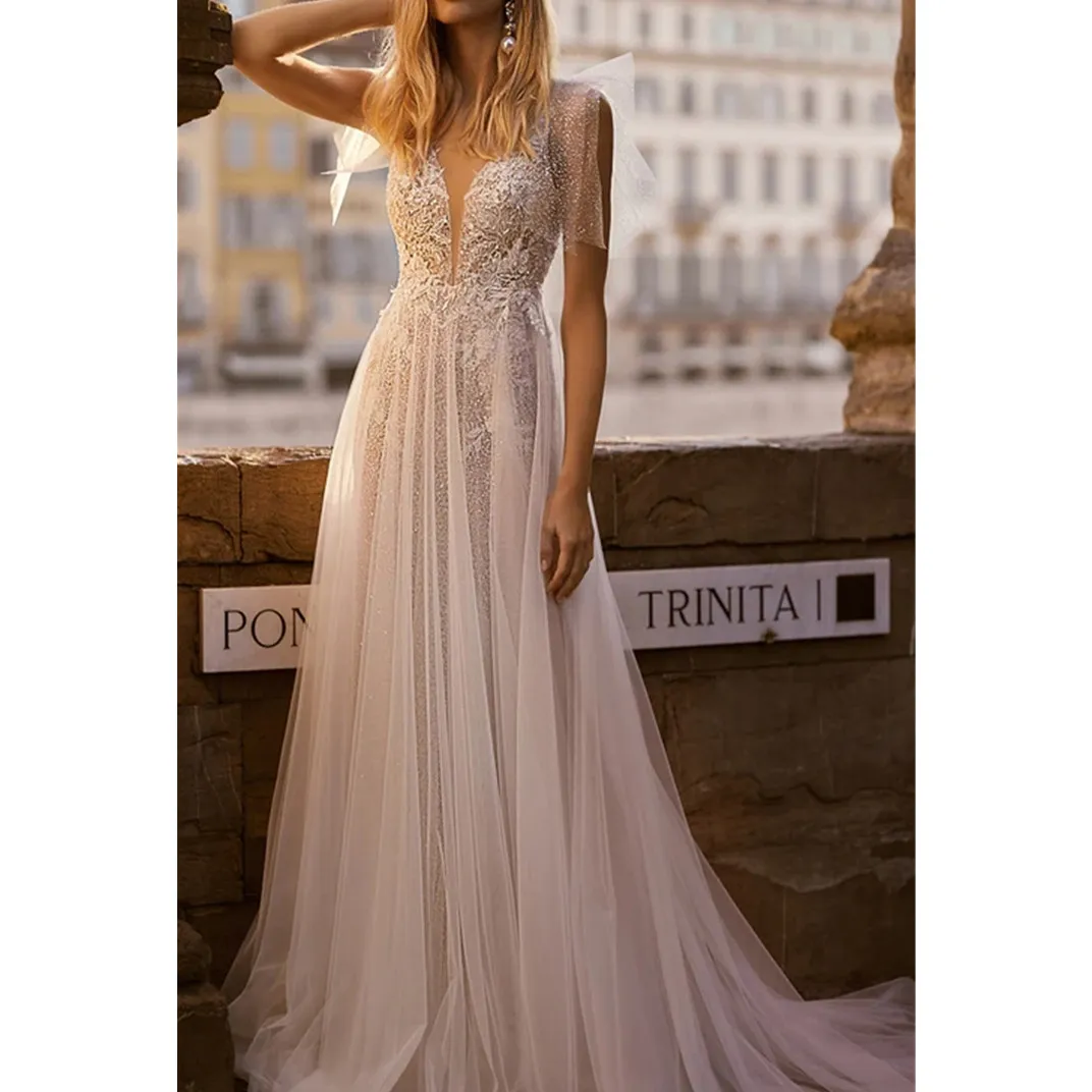 green emerald velvet dress Boho Sparkles Wedding Dresses Open Back – Lisposa main image 1