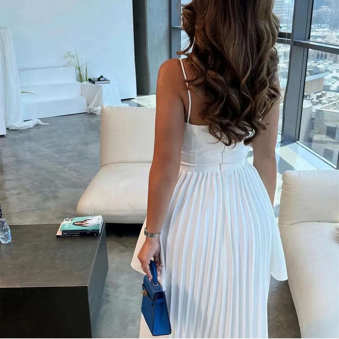 open lace back dress White Pleated Bell Sleeve Gown by Cinderella Divine CD242W