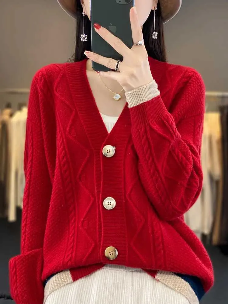 Autumn Winter Warm Cashmere Sweater Women V-Neck Pullover Casual Knitted  Tops //