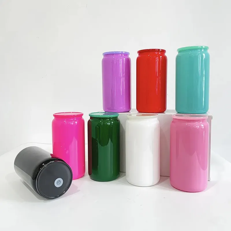 Sublimation Glass Cups Colorful Sublimation Glass Cans With - Temu