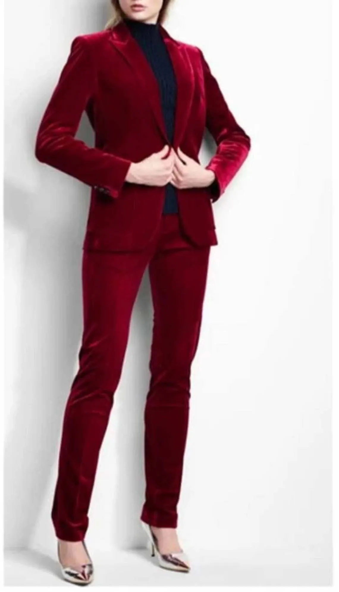  Velvet Women's Pantsuits 2 Pcs Slim Fit Blazer Tuxedo Pants &  Jacket Set Prom Plus Size Red : Clothing, Shoes & Jewelry