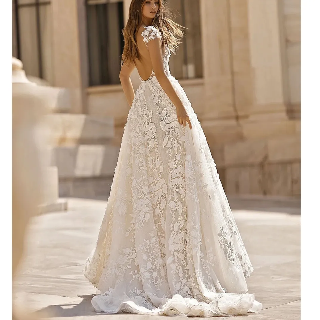 A Boho Line Wedding Dresses Sleeveless V Neck Open... From Missbeautydress,  $175.77 | DHgate.Com