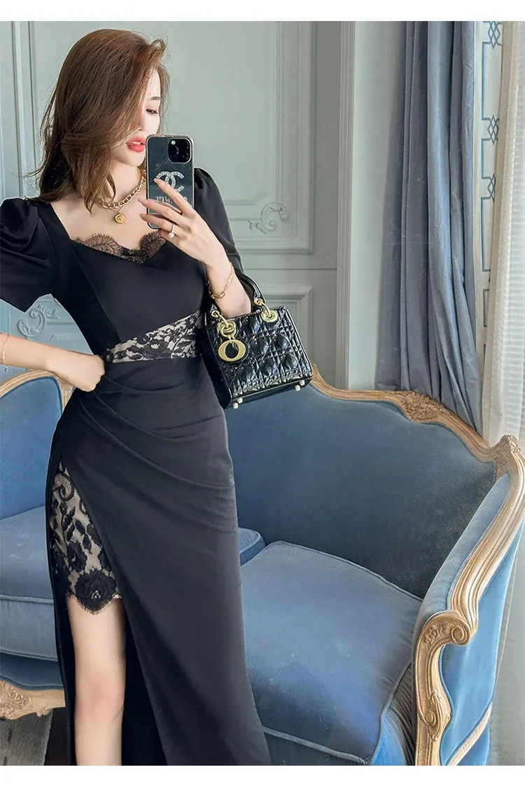 Jielur Bowtie Chiffon Vintage Women Dresses New Spliced Sashes French  Skinny Elegant Lady Sexy Dot Black Dress Female S XL 210306 From Dou04,  $14.66