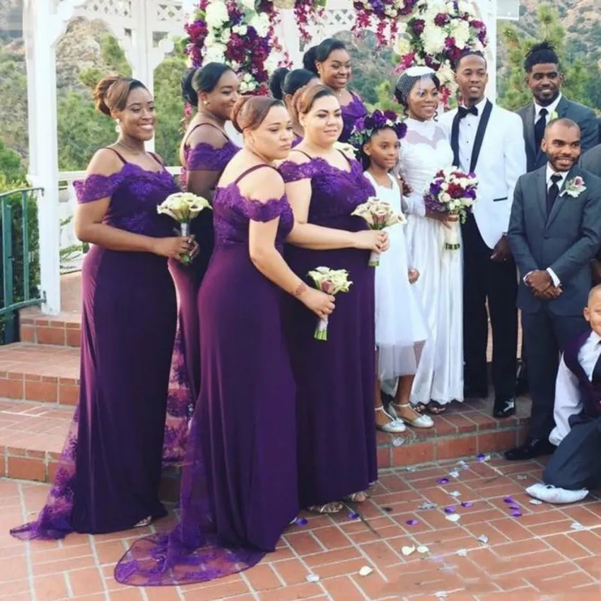 2023 Purple violet bridesmaid dresses with Spaghetti Straps, Sheath Style, Back Zipper, and Sweep Train - Perfect for Weddings and Parties