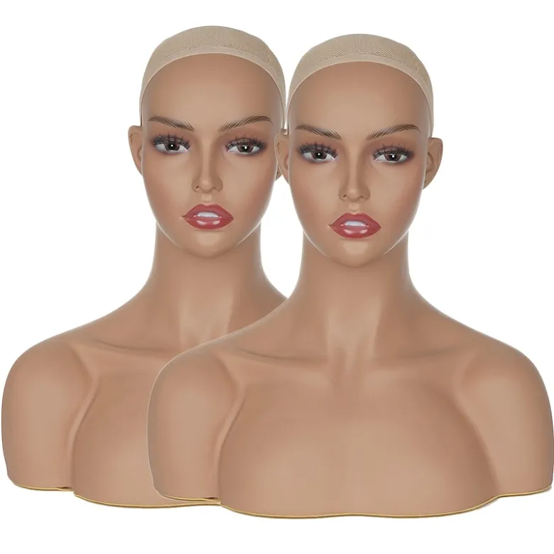 Alileader 3 Colors Skin Mannequin Head With Shoulders For Wigs Hat