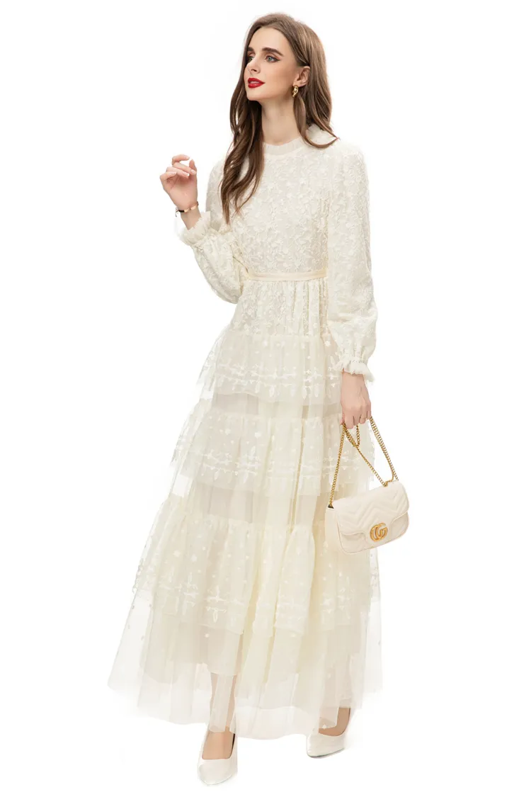 knee length dresses for ladies EMBROIDERED MAXI DRESS  codressing