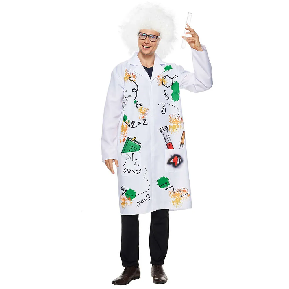 Adult Mad Scientist Costume Halloween Cosplay Lab Coat Uniform