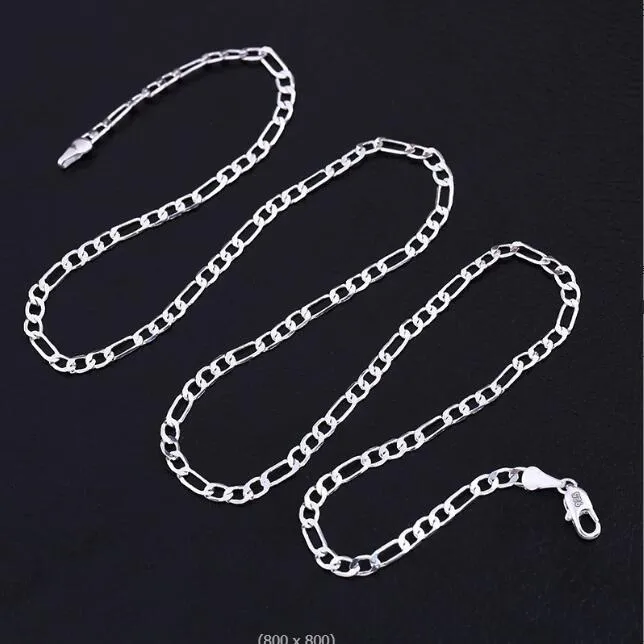 925 Sterling Silver Figaro Chain Necklace - Mens & Womens