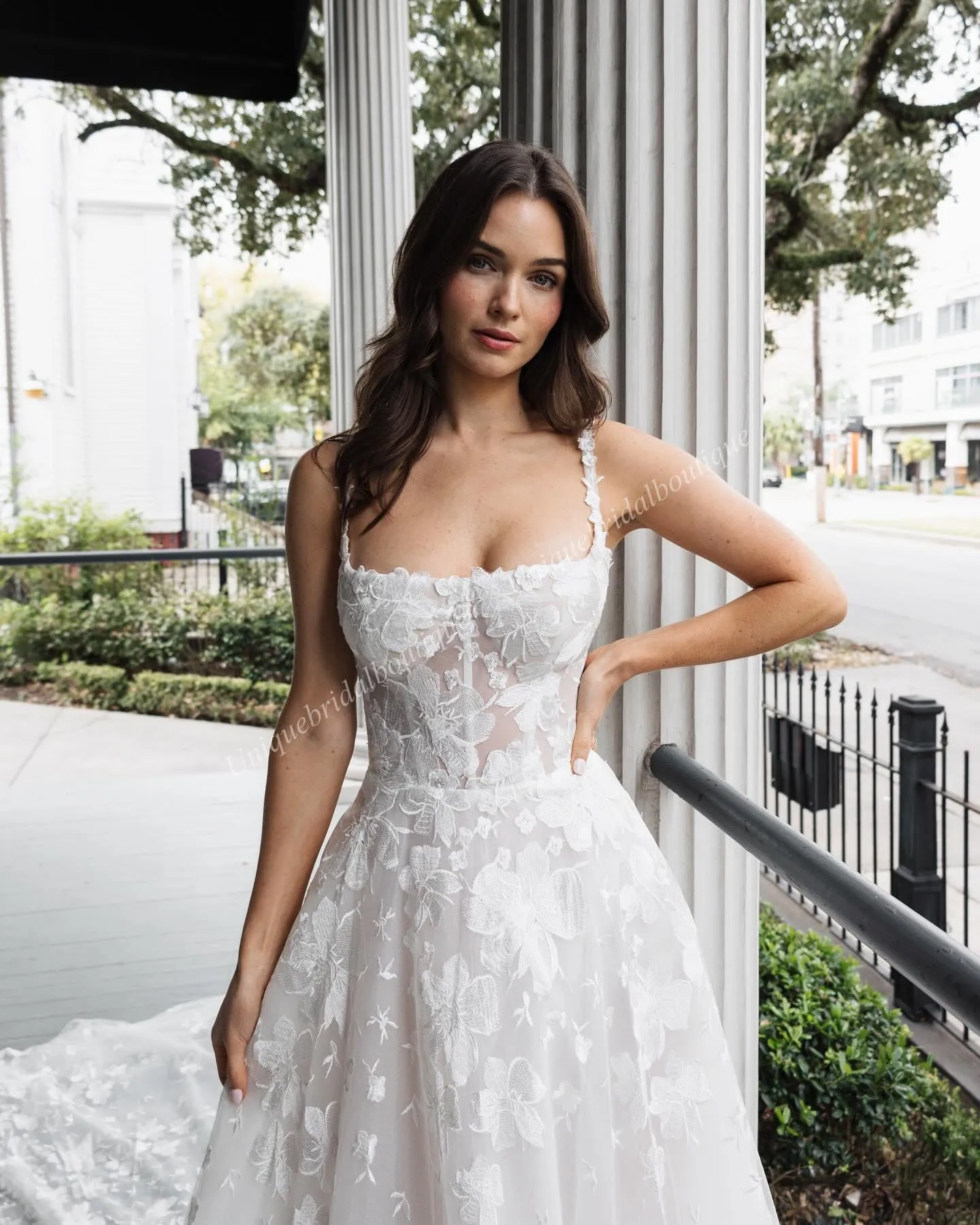 ★GANISONG★ Bridal Diagonal Lace TwoPiece Dress_white Bohemian Lace Spaghetti Strap Wedding Dress 2026 With Square