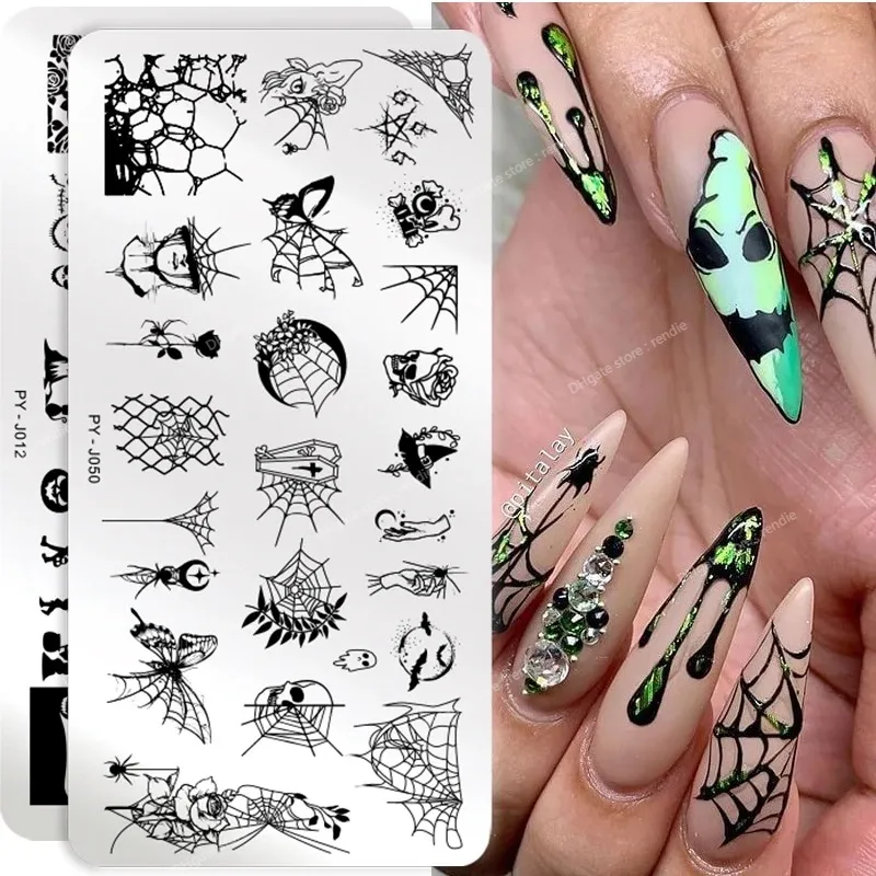 Snowflake Festival Halloween Witch Nail Stamping Plates Stencil Template  Plate For Nails Art Tools From Rendie, $4.66