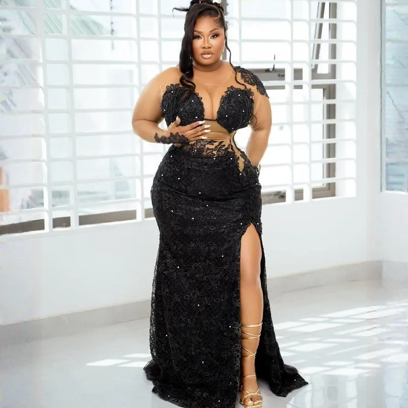 Black Jewel Side Split Sexy Tulle Prom Dress Aso Ebi... From  Missbeautydress, $186.17 | DHgate.Com