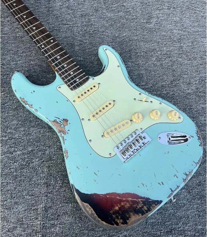 Electric Guitar Solid Body Mahogany 6-String Right-Handed Blue