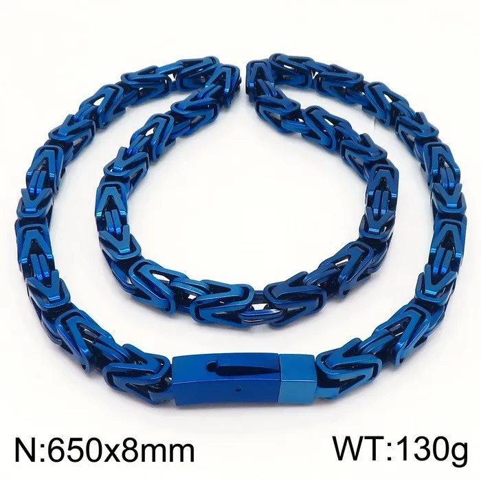 Mens Jewelry Huge Knot King Chain Byzantine Necklace Stainless Steel Gifts for Father .HUSBAND .BOYFRIENDS 8mm 26'' Heavy 130g choose blue black golden silver