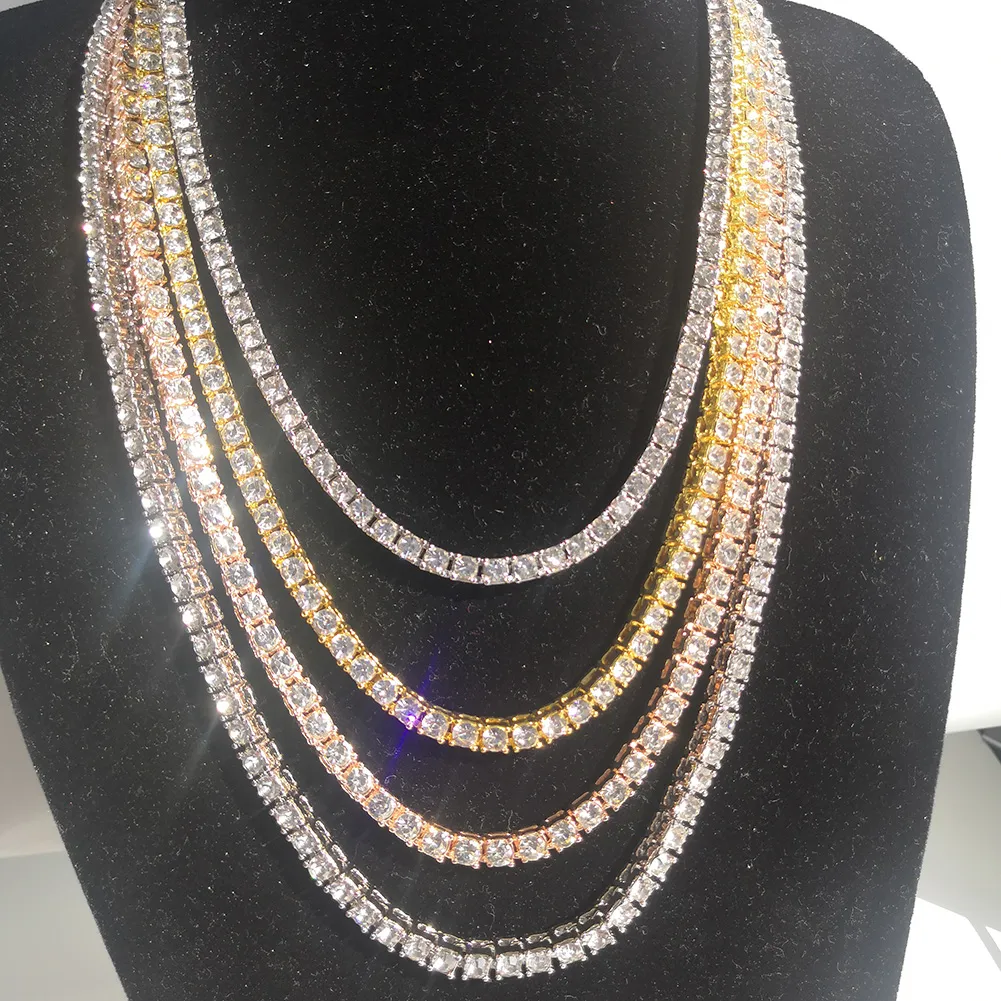 PY Bling 5MM Iced CZ Tennis Chain – Stainless Steel, White Gold Finish, 18-24in, Hip Hop