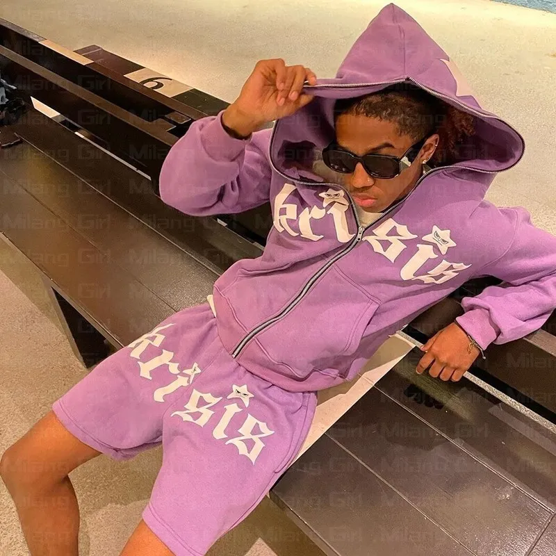 Y2K Zip Up Hoodie Men & Women - Hip Hop Graphic Grunge Hoodie, Goth Emo Aesthetic Jacket Sweatshirt