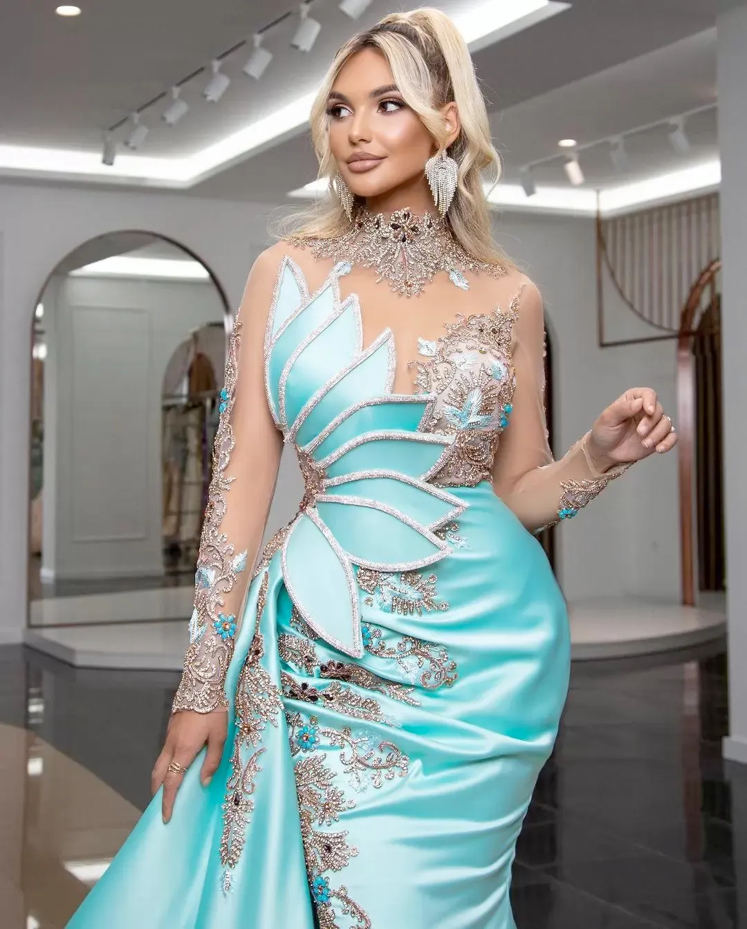chinese dress ladies Amazing Long Strapless Sleeveless Satin Mermaid Evening Prom Dresses main image 1
