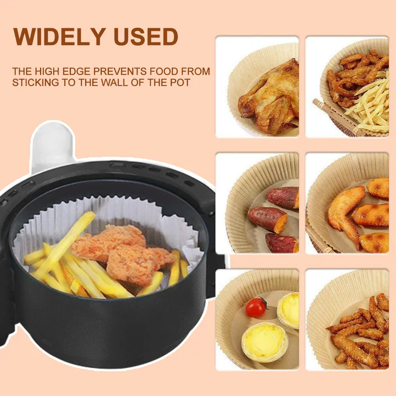 50/100Pcs Air Fryer Disposable Paper Air Fryer Accessories Square Round  Oil-proof Liner Non-Stick Mat for Kitchen Oven Baking