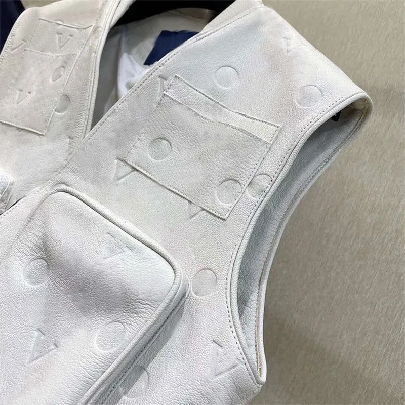 Embossed grained leather utility vest clearance