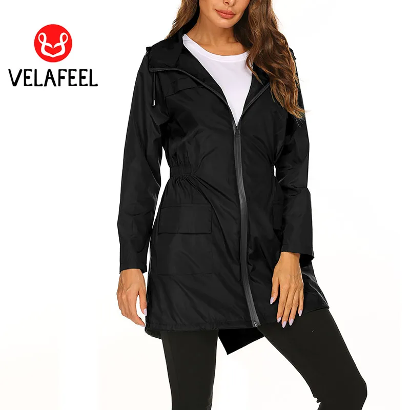 Aqestyerly Veste De Pluie Pour Femmes Avec Capuche Manteau Coupe-Vent Extérieur Coupe Ample Légère Couleur Unie Avec Poche