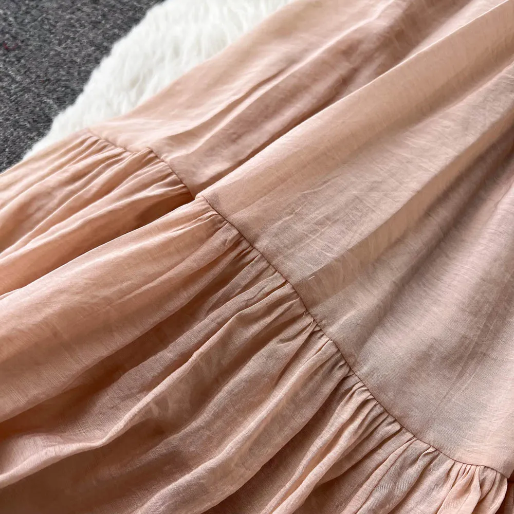 Elegant Vintage Lace Patchwork Long Lace Midi Dress With Belt For Women