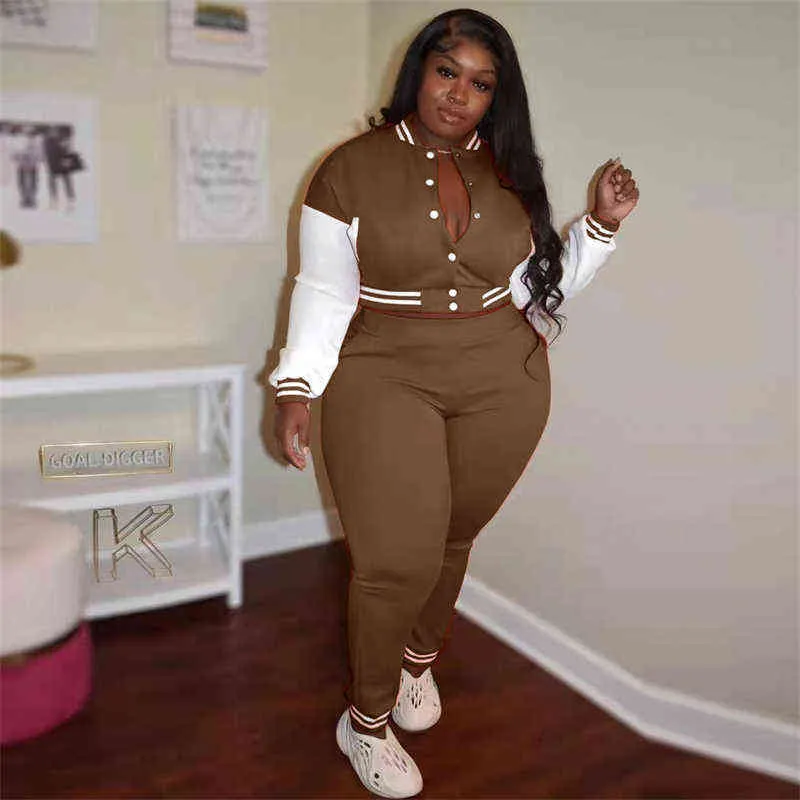 Womens Plus Size Tracksuits Plus Size Womens Tracksuit Ladies Jogger Set  Long Sleeve Baseball Jacket And Pants Two Piece Outfits Sports Suit  Wholesale Items L220905 From 21,99 €