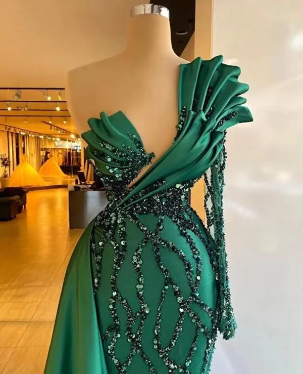 Long Sleeve Emerald Green Mermaid Long Prom Dress - Xdressy