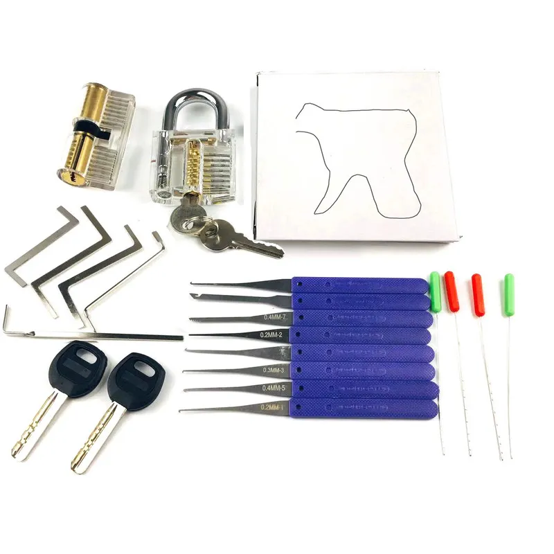 Key Programming Locksmith Tool Kit Locksmith Kits: Transparent Practice Lock Set With Broken Key Extractor ...