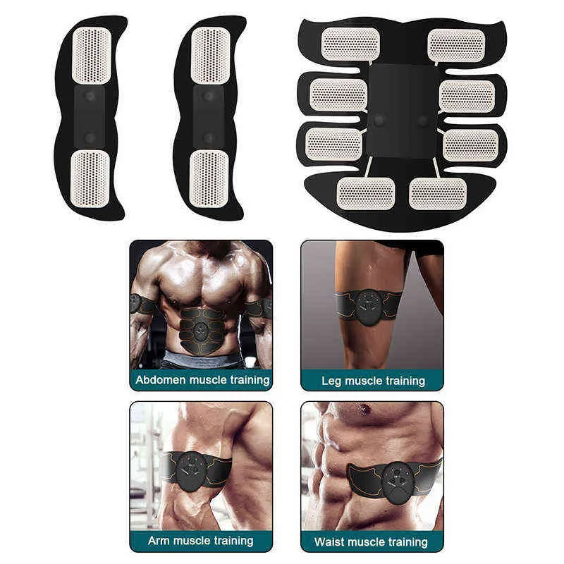 Integrated Equip EMS Electric Muscle Stimulator Fitness Massage Abdominal Trainer Toner Body Slimming Massager Home Gym Equiment USB Rechargeable 0908